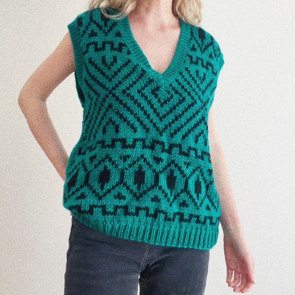 Vintage Boundary Waters Green Sweater Vest